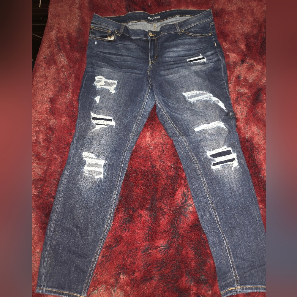 Maurice's Distressed Skinny Jeans Sz 24 Long